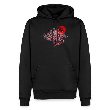 Sakura Japanese Cherry Blossom Cherry Blossom Tree - Men’s Premium Organic Hoodie - black - Front - Nico (187cm)