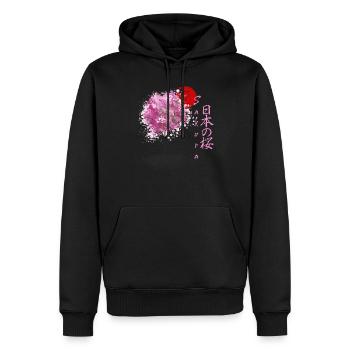 Sakura Fleurs japonaises de cerisier Arbre à fleurs de cerisier - Sweat à capuche Premium bio Homme - noir - Devant - Nico (187cm)