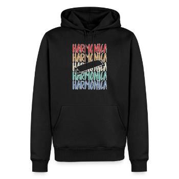 Mundharmonika Mundharmonikaspieler Vintage - Männer Premium Bio Hoodie - Schwarz - Vorne - Nico (187cm)