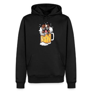 Bouledogue anglais dans un verre de bière - Sweat à capuche Premium bio Homme - noir - Devant - Nico (187cm)