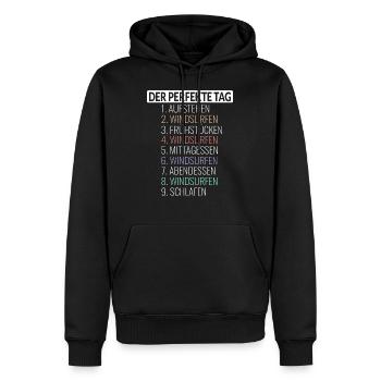 Windsurfen Tagesablauf - Männer Premium Bio Hoodie - Schwarz - Vorne - Nico (187cm)