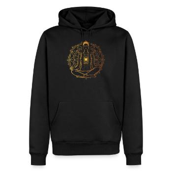 Yoga méditation méditation bouddhisme spirituel - Sweat à capuche Premium bio Homme - noir - Devant - Nico (187cm)