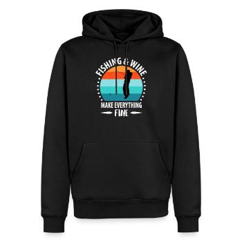 Pêche pêche pêche - Sweat à capuche Premium bio Homme - noir - Devant - Nico (187cm)