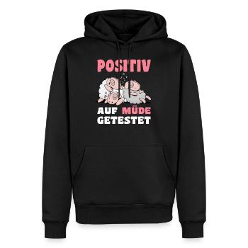 Positiv Auf Müde Getestet Spruch mit Schlaf Schaaf - Männer Premium Bio Hoodie - Schwarz - Vorne - Nico (187cm)