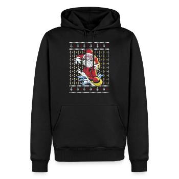 Ugly Christmas sweater mit Weihnachtsmann - Männer Premium Bio Hoodie - Schwarz - Vorne - Nico (187cm)