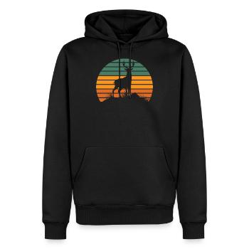 Reh Vintage Hirsch Elch Natur Wald Tier Geschenk - Männer Premium Bio Hoodie - Schwarz - Vorne - Nico (187cm)