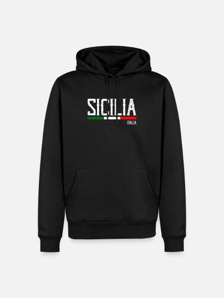 Italia Italia Sicilia Bandiera Sicilia Palermo - Felpa con cappuccio ecologica premium da uomo - nero