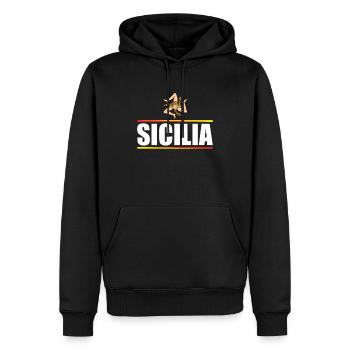 Italie Italia Sicilia Drapeau Sicile Palerme - Sweat à capuche Premium bio Homme - noir - Devant - Nico (187cm)