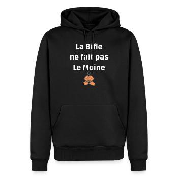 La Bifle Ne fait pas Le Moine beauf marrant cadeau - Sweat à capuche Premium bio Homme - noir - Devant - Nico (187cm)
