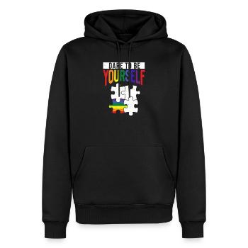 Dare To Be Yourself LGBT Pride Puzzle Piece Rainbo - Männer Premium Bio Hoodie - Schwarz - Vorne - Nico (187cm)