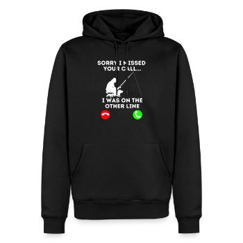 Tut Mir Leid, Dass Ich Ihren Anruf Verpasst Habe, - Männer Premium Bio Hoodie - Schwarz - Vorne - Nico (187cm)