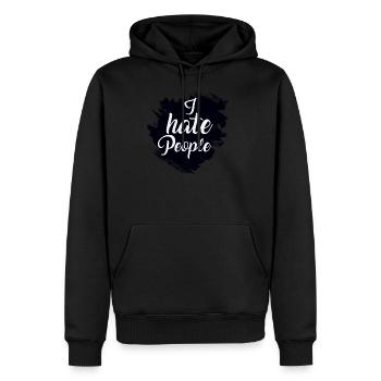 I hate people - Männer Premium Bio Hoodie - Schwarz - Vorne - Nico (187cm)