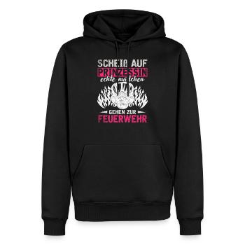 Feuerwehr Prinzessin Feuerwehrfrau Freiwillige - Männer Premium Bio Hoodie - Schwarz - Vorne - Nico (187cm)