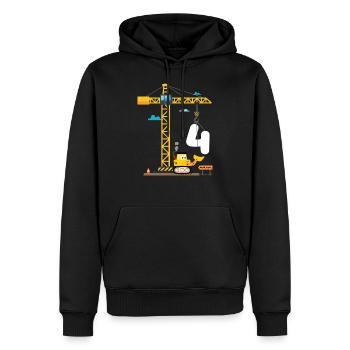Enfants 4ème anniversaire garçons avec grue et excavatrice, - Sweat à capuche Premium bio Homme - noir - Devant - Nico (187cm)
