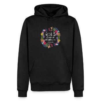 Christianisme Citations chrétiennes - Sweat à capuche Premium bio Homme - noir - Devant - Nico (187cm)