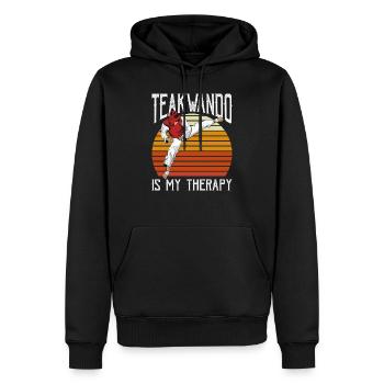 Thérapie Teakwando - Tae kwon do Cadeau - Sweat à capuche Premium bio Homme - noir - Devant - Nico (187cm)