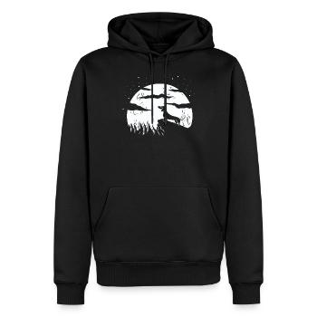 Teckel blaireau chien de la pleine lune - Sweat à capuche Premium bio Homme - noir - Devant - Nico (187cm)
