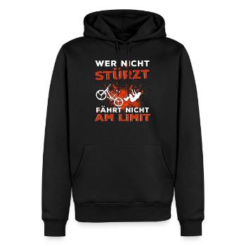 Lustige Fahrrad Sprüche Radsport Fahrradfahrer MTB - Männer Premium Bio Hoodie - Schwarz - Vorne - Nico (187cm)
