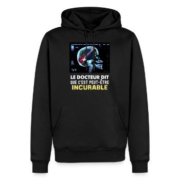 Guitare citation cadeau humour musiciens - Sweat à capuche Premium bio Homme - noir - Devant - Nico (187cm)