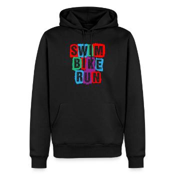 Swim Bike Run Triathlon - Men’s Premium Organic Hoodie - black - Front - Nico (187cm)