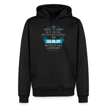 Seine Exzellenz Der Landwirt Betritt Das Gebäude - Männer Premium Bio Hoodie - Schwarz - Vorne - Nico (187cm)