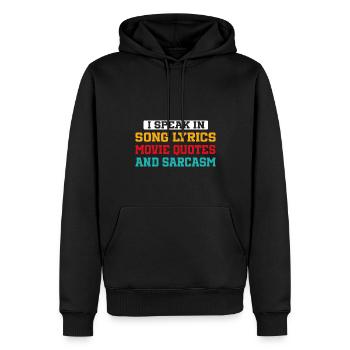 Je parle en paroles de chansons, citations de films et - Sweat à capuche Premium bio Homme - noir - Devant - Nico (187cm)