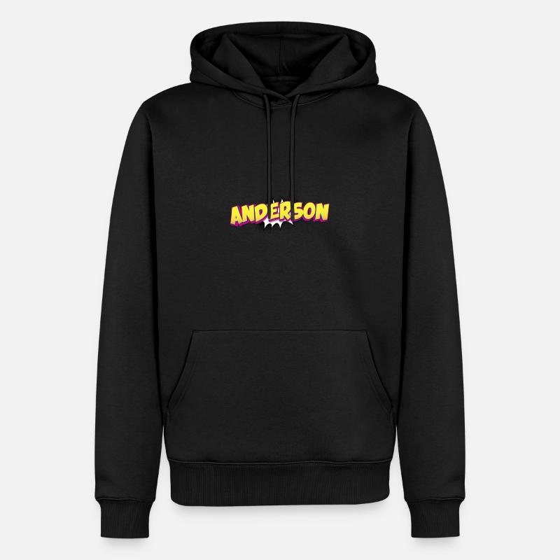 Anderson Benutzerdefinierter Name Comic-Stil Pop-Art, - Männer Premium Bio Hoodie - Schwarz
