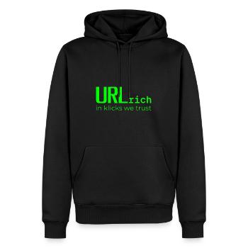 URLrich-in klicks we trust - Männer Premium Bio Hoodie - Schwarz - Vorne - Nico (187cm)