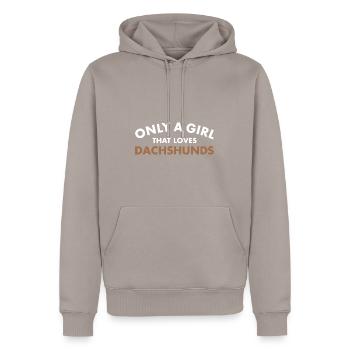 Only A Girl That Loves Dachshund - Männer Premium Bio Hoodie - Taupe - Vorne - Nico (187cm)
