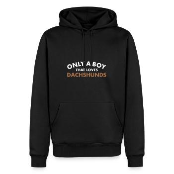 Seulement un garçon qui aime le teckel - Sweat à capuche Premium bio Homme - noir - Devant - Nico (187cm)