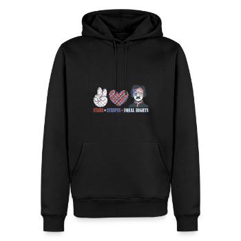 Rayures étoilées et égalité - Sweat à capuche Premium bio Homme - noir - Devant - Nico (187cm)