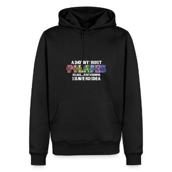 Une journée sans Pilates Motif Floral Humour - Sweat à capuche Premium bio Homme - noir - Devant - Nico (187cm)