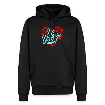 i love you - Sweat à capuche Premium bio Homme - noir - Devant - Nico (187cm)