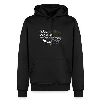 Pêcheur flétan en Norvège / Island bigger boat - Sweat à capuche Premium bio Homme - noir - Devant - Nico (187cm)