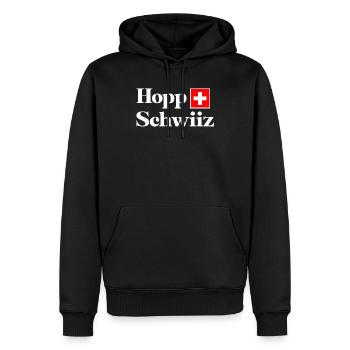 Supporter de fan de football / football suisse blanc - Sweat à capuche Premium bio Homme - noir - Devant - Nico (187cm)