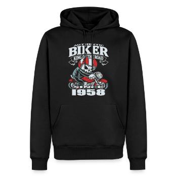 Biker since 1958 - Men’s Premium Organic Hoodie - black - Front - Nico (187cm)
