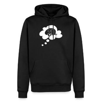 Caravan Cloud Speech Bubble Camping Caravan Fan - Men’s Premium Organic Hoodie - black - Front - Nico (187cm)
