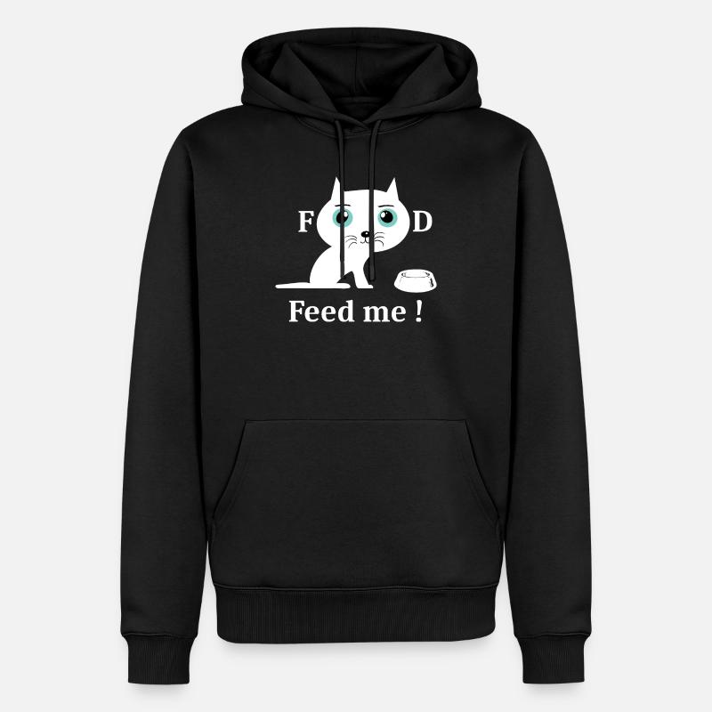 Chat blanc mignon - Sweat à capuche Premium bio Homme - noir