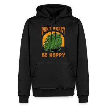 Ne vous inquiétez pas soyez houblonné - la grenouille heureuse - Sweat à capuche Premium bio Homme - noir - Devant - Nico (187cm)