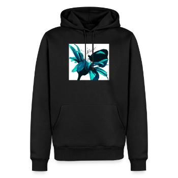 Teal Magische Blume Druck - Männer Premium Bio Hoodie - Schwarz - Vorne - Nico (187cm)
