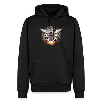 Jukebox im Retro Look mit Flügel und Schallplatten - Männer Premium Bio Hoodie - Schwarz - Vorne - Nico (187cm)