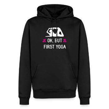 Ok, But First Yoga - Men’s Premium Organic Hoodie - black - Front - Nico (187cm)