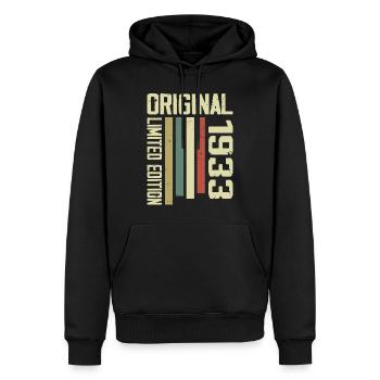 Retro 1933 cadeau 91e anniversaire Vintage 1933 - Sweat à capuche Premium bio Homme - noir - Devant - Nico (187cm)