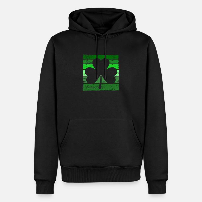 Shamrock de la Saint-Patrick vert - Sweat à capuche Premium bio Homme - noir