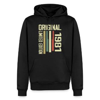 Retro 1981 cadeau 43e anniversaire Vintage 1981 - Sweat à capuche Premium bio Homme - noir - Devant - Nico (187cm)