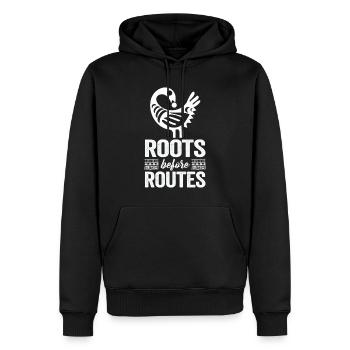 Symbole Sankofa Adinkra Ghana Noir - Sweat à capuche Premium bio Homme - noir - Devant - Nico (187cm)