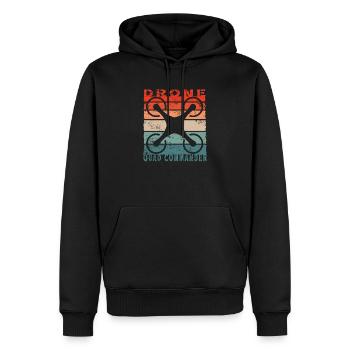 Drohne Quadcopter retro | Drohnen - Männer Premium Bio Hoodie - Schwarz - Vorne - Nico (187cm)
