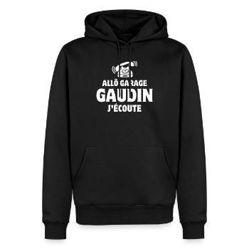 garage, garagiste, chef d'atelier Raymond - Sweat à capuche Premium bio Homme - noir - Devant - Nico (187cm)