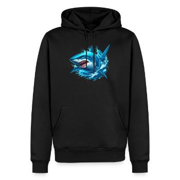 Requin - Sweat à capuche Premium bio Homme - noir - Devant - Nico (187cm)