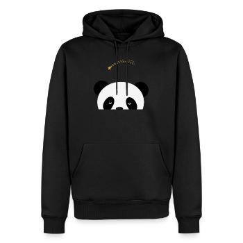 Panda rêveur avec étoile filante - Sweat à capuche Premium bio Homme - noir - Devant - Nico (187cm)